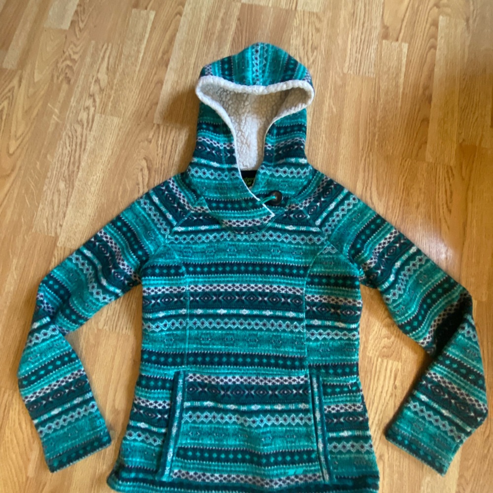 Koppen Sherpa Hooded Sweater Fleece Pullover Size S